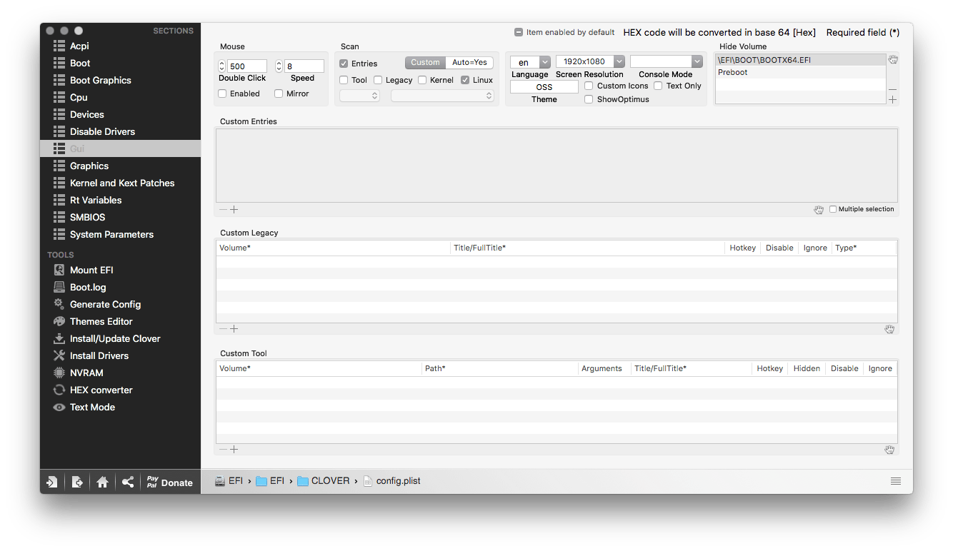 Clover GUI Settings