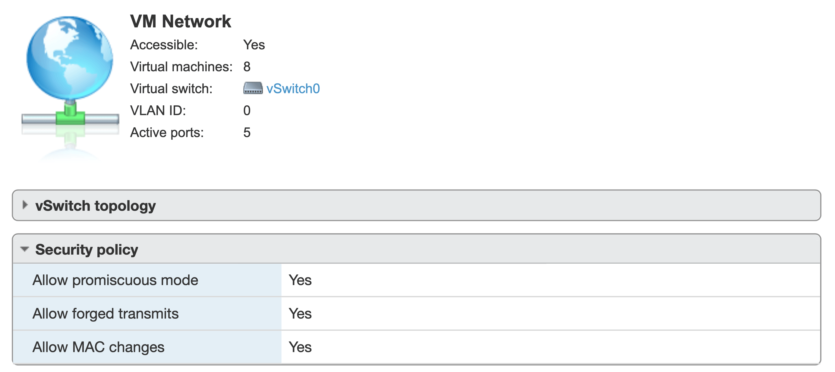 ESXi Port Group Settings